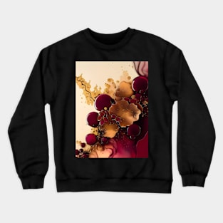 Abstract Alcohol Ink Burgundy Gold Art Crewneck Sweatshirt